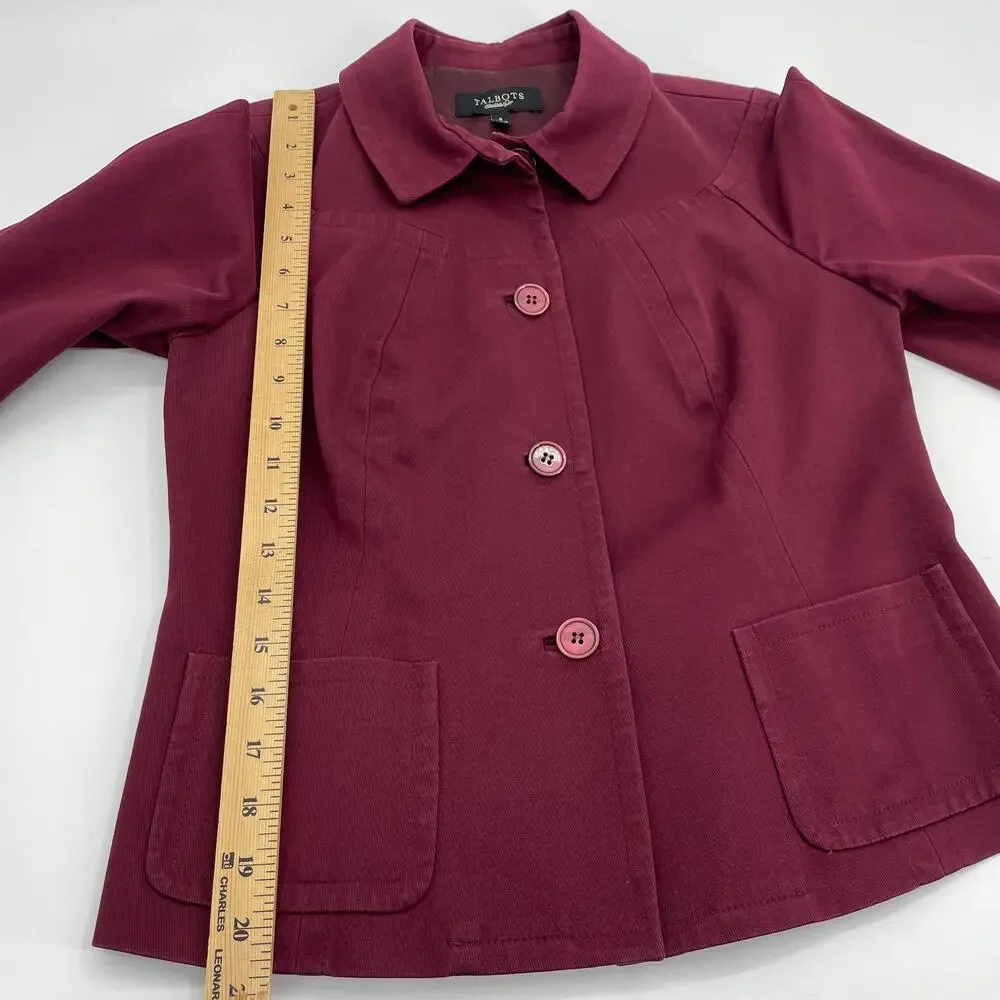 TALBOTS Womens Jacket Blazer Size 6 Red Button Front Suit Layer Professional